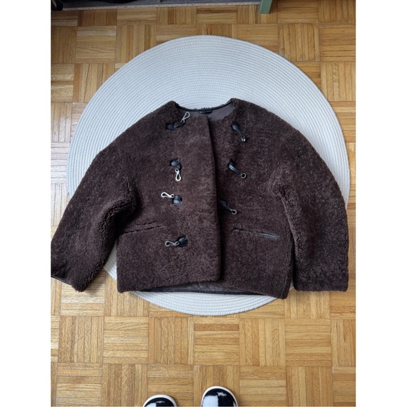 Toteme Teddy shearling clasp jacket brown XXS - Picture 1 of 5